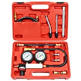 YSTOOL Cylinder Leak Down Tester Automotive Kit Gasoline Engine Compression Dual Gauge Leakdown Detector Tool Set for Pressure Check & Leakage Rate Test with Extension Rod Red