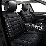Leather Car Seat Covers, Waterproof Faux Leatherette Cushion Cover for Cars SUV Pick-up Truck Universal Fit Set for Auto Interior Accessories(Black Full Set)