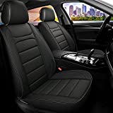 Sanwom Leather Car Seat Covers 2 PCS Front, Universal Automotive Vehicle Seat Covers, Waterproof Vehicle Seat Covers for Most Sedan SUV Pick-up Truck, Black