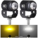 Zmoon Motorcycle LED Driving Fog Lights 60W Amber and White Projector Lights 1.3' Aux Spotlight, Compatible with Jeep E-Bike Tractor Pickup Truck ATV UTV SUV Boat etc. (2 pack)