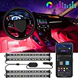 Govee Interior Lights for Car, App Control Smart Car Lights with DIY Mode and Music Mode, Waterproof LED Interior Lights with 2 Lines Design, RGB Under Dash Car LED Lights with Car Charger, DC 12V
