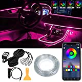 DEHERANE Car LED Interior Strip Lights RGB Multicolor Ambient Lighting Kits 6 in 1 with 315 inches Fiber Optic APP Wireless Bluetooth Control Car Neon Light Kit, Music Sync and Sound Active Function