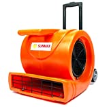 Generic 3-Speed Air Mover 1.3HP 5000 CFM Powerful Floor Blower Carpet Dryers Janitoral Floor Dryer with Telescopic Handle, Wheels (1) (Orange)