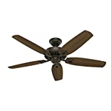Hunter Fan Company 53242 Builder Elite Modern 52 Inch Ultra Quiet Indoor Home Ceiling Fan with Pull Chain Control without Lights, 52', New Bronze finish