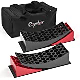 Rophor Camper Levelers, RV Leveling Blocks Ramps Kit for Travel Trailer, Include Two Curved Levelers, Two Chocks, Two Anti-Slip Mats and Carrying Bag, Up to 35,000 lbs