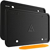 Aujen Silicone License Plate Frames Black, 2 Pack Car License Plate Covers, Universal US Car Black License Plate Holders BracketsRust-Proof, Rattle-Proof, Weather-Proof ( Black)