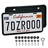 License Plate Frames - 2 PCS Silicone License Plate Frames/Holder for US Car Universal License Plate Bracket, Rustproof, Rattle Proof & Weatherproof, Mounting Accessories Included