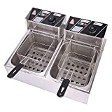 OLYM STORE Electric Deep Fryer w/Basket & Lid, Countertop Kitchen Frying Machine, Stainless Steel French Fryer for Turkey, French Fries, Donuts and More, 5KW 60Hz 110V (12L)