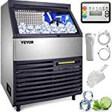 VEVOR 110V Commercial Ice Machine 265LBS/24H with 99LBS Bin, Clear Cube LED Panel, Stainless Steel, Air Cooling, ETL Approved, Professional Refrigeration Equipment, Include Scoop and Connection Hose