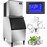 VEVOR 110V Commercial Ice Maker 400LBS/24H, 350LBS Large Storage Bin, ETL Approved, Clear Cube, Advanced LCD Panel, SECOP Compressor, Air Cooled, Quiet Operation, Include Scoop & Premium Water Filter