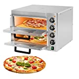 Commercial Pizza Oven Countertop 3000W 14'' Electric Pizza Oven Double Deck Layer Multipurpose Snack Oven for Restaurant Kitchen Home Pizza Pretzels Baked Roast Yakitori (Commercial Use)