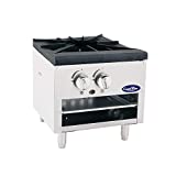 Cook Rite ATSP-18-1L Single Stock Pot Stove Natural Gas Stainless Steel Countertop Portable Commercial Gas Burner Range - 80,000 BTU
