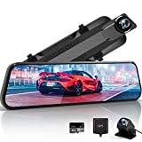 WOLFBOX 2.5K Dash Cam Mirror for Car, Rear View Mirror Camera with 10' IPS Full Touch Screen, Dual Dash Camera 1440P Front and Rear Mirror with 1080P Backup Camera, Free TF Card & GPS
