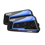 LEXIN 2pcs B4FM 10 Riders Motorcycle Bluetooth Headset with Music Sharing, Helmet Bluetooth Intercom with Noise Cancellation/FM Radio, Universal Communication Systems for Snowmobile/ATV/Dirt Bike