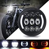 SUPAREE 5-3/4” 5.75 Inch LED Headlight with Halo DRL Turn Signal for Dyna Street Bob Super Wide Glide Low Rider Night Rod Train Softail Deuce Sportster Iron 883
