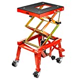 VIVOHOME 350 Lbs Heavy Duty Hydraulic Motorcycle Lift Table Foot Operated ATV Dirt Bike Scissor Jack Stand with 4 Wheels