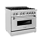 ZLINE 36' 4.6 cu. ft. Dual Fuel Range with Gas Stove and Electric Oven with Color Door Options (RA36) (Stainless Steel)