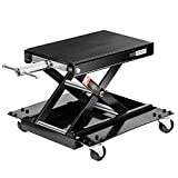 VIVOHOME 1100 Lbs Steel Wide Deck Motorcycle Lift ATV Scissor Lift Jack with Dolly and Hand Crank Bikes Garage Repair Hoist Stand Black