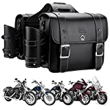 Motorcycle Saddlebags Throw Over Saddle bags Panniers 20L Side Bags with cup holder and lock for Sportster Softail Dyna Road King Synthetic Leather Universal, 1 Pair, Black