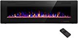 R.W.FLAME 68 inch Recessed and Wall Mounted Electric Fireplace , Ultra Thin and Low Noise,Fit for 2 x 6 Stud, Remote Control with Timer,Touch Screen,Adjustable Flame Color and Speed