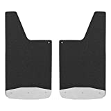 LUVERNE 251223 Universal Front or Rear 12-Inch x 23-Inch Textured Rubber Mud Guards with Stainless Steel Plates , Black