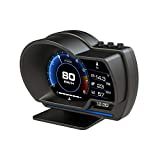 YUGUANG 4' Head up Display, Car HUD Display for Cars OBD2 GPS Dual System OBD2 Gauge Display RPM OverSpeed Warning MPH Turbine Pressure Oil/Water Temperature Compass Time Altitude Fault Code Clean