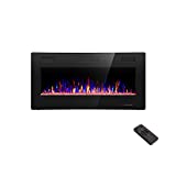R.W.FLAME 36 inch Recessed and Wall Mounted Electric Fireplace, Ultra Thin ad Low Noise, Fit for 2 x 4 and 2 x 6 Stud, Remote Control with Timer,Touch Screen,Adjustable Flame Color and Speed