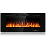 Tangkula 42 Inches Recessed Electric Fireplace, in-Wall & Wall Mounted Electric Heater with Adjustable Flame Color & Speed, Remote Control, Touch Screen, 750-1500W (42 Inches)
