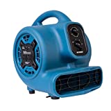 XPOWER P-230AT-Blue 925CFM Mini Mighty Air Mover Utility Blower Fan with Built-In Power Outlets, Blue
