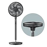 Smart DC-Motor Pedestal Fan, PATENT Wind Changing With Temp, Oscillating Standing Multi-Functional Fan, Air Circulator Fan, Ultra Quiet, With Touch-Screen & Remote Control, 9 Speeds & Turbo, Black
