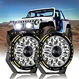 Auxbeam 7 Inch Offroad Lights, 230W 33332LM Led Driving Light Round Work Light for Truck, 2Pcs Round Spot Flood Light Bar with DT Connector Wiring Harness Kit for Car, Jeep Wrangler, Pickup, ATV, UTV