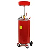 XtremepowerUS 20 Gallon Portable Waste Oil Drain Tank Air Operated Drainage Adjustable Funnel Height with Wheel, Red