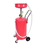 Aain 18 Gallon Portable Waste Oil Drain, Air Operated Industrial Fluid Drain Tank With Wheel, Adjustable Funnel Height, Red