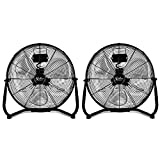 Simple Deluxe 20 Inch 3-Speed High Velocity Heavy Duty Metal Industrial Floor Fans Quiet for Home, Commercial, Residential, and Greenhouse Use, Outdoor/Indoor, Black, 2 Pack