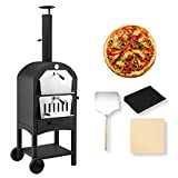 U-MAX Outdoor Pizza Oven Wood Fire with Waterproof Cover, Freestanding, Steel Pizza Grill, Pizza Maker Camping Cooker with Pizza Stone