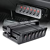 6-Gang 12V Rocker Switch Box [40 Amp Max.] [12 AWG Wires][12 Volt DC] SPST On/Off Rocker Toggle Switch Panel Box for Auto Automotive Lights Car Marine Boat Truck Vehicles & More
