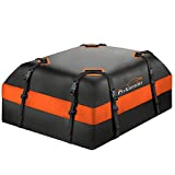 FIVKLEMNZ Car Roof Bag Cargo Carrier, Waterproof Rooftop Cargo Carrier with Anti-Slip Mat + 8 Reinforced Straps + 4 Door Hooks, Suitable for All Vehicle with/Without Rack (15 Cubic)