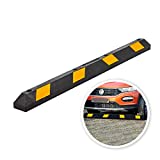 Zento Deals Rubber Curb Parking Garage Floor Stopper - Parking Wheel Stopper Block 72” Wide Easy to Install, Black/Yellow Reflective Parking Block; for Car, Truck, Trailer and RV