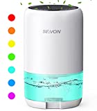 SEAVON 35oz Dehumidifiers for Home, 2600 Cubic Feet (280 sq ft), Quiet Dehumidifier with Two Modes and 7 Color LED Lights, Portable Small Dehumidifiers for Bedroom Bathroom Basements Closet RV