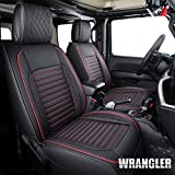 Aierxuan Jeep Wrangler Seat Covers Custom Fit 2007-2022 4door JK JL Rubicon EcoDiesel Unlimited Altitude Luminator Concept Pickup Truck Waterproof Leather Full Seat car Cushions(Full Set, Black-Red)