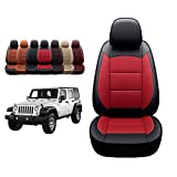 OASIS AUTO 2018-2022 Wrangler JL 4 Door Custom Leather Seat Covers (W/O Rear Cup Holder, Black&red)