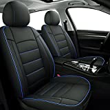 Coverado Universal Seat Cover Front Pair, Waterproof Neoprene Car Seat Cushions, Protective Auto Interiors Fit for Most Cars Trucks Vans SUVs, Black&BlueTrim