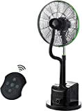 Simple Deluxe 18 Inch Misting fan Adjustable height Oscillating Cooling Pedestal fan with Remote Control, Ideal for Backyards, Patios and More, Black