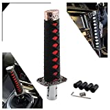 RYANSTAR Katana Shift Knob Samurai Sword Gear Shifter with 4 Adapters Universal Fit Compatible with Manual Cars Most Automatic Cars with 4 Adapters Black+Red