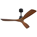 Sofucor 52'' Outdoor Farmhouse Ceiling Fan with Remote Carved Wood Fan Blade Reversible Motor