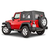 TACTIK Fabric Only Replacement Soft Top, Black Diamond - Fits Jeep Wrangler JK 2-Door - Custom-Fit Fabric Roof with Removable Side and Back Window (2007-2012 Wrangler JK 2-Door)