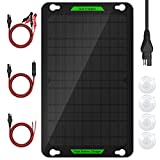 10W 12V Solar Car Battery Charger Pro, Portable Solar Panel Trickle Charger & Maintainer Built-in MPPT Charge Controller + 3-Stages Charging for Automotive Motorcycle RV Boat Trailer Snowmobile