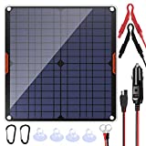 OYMSAE 20W 12V Solar Panel Car Battery Charger Portable Waterproof Power Trickle Battery Charger & Maintainer for Car Boat Automotive RV with Cigarette Lighter Plug & Alligator Clip