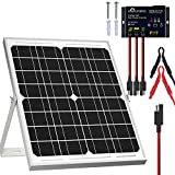 SOLPERK Solar Panel Kit 20W 12V, Solar Battery Trickle Charger Maintainer + Upgrade Waterproof Controller + Adjustable Mount Bracket for Boat Car RV Motorcycle Marine Automotive