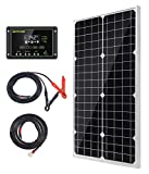 Topsolar Solar Panel Kit 30W 12V Monocrystalline Battery Charger Maintainer with 10A Charge Controller + Extension Cable for 12 Volt Car RV Vehicle Marine Boat Home Off Grid System